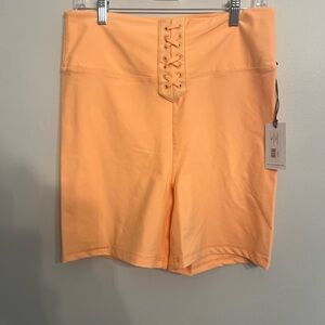 WeWoreWhat Lace Up Biker Shorts Womens XL Peach Cobbler Revolve High Waisted NWT